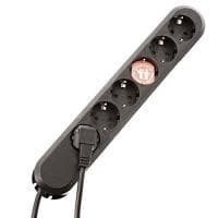 Bachmann Smart-stikdåse 6x sort 3m 3,0 m forsyningsledning, skruet (genanvendelige skruer) kan genforbindes, uden switch-6 beskyttende kontaktstik (38