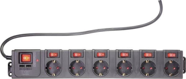 Renkforce RF-3313344 Overspændingsbeskyttelse strømskinne Sort PG stik 1 stk.
