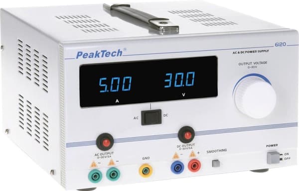 Peaktech 6120: AC / DC laboratorieströmförsörjning 0 - 30 V / 5 A