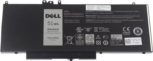Dell - Batteri för bärbar dator - 1 x Lithium Polymer 4 Cell 6,46 Ah 51 Wh - Svart