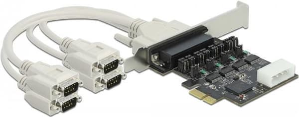 Delock - Seriel adapter - PCIe 2.0 lavprofil - RS-232 x 4 - sort (89895)