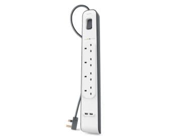 Belkin Power Strip med 4 udgange og 2 USB-porte 2.4A - Overspændingsbeskyttelse