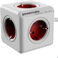 Miniatyrbild 1 av 8: DesignNest PowerCube Förlängd 1,5 meter kabel - vit/röd - 5 uttag Typ F - grenuttag - grenuttag