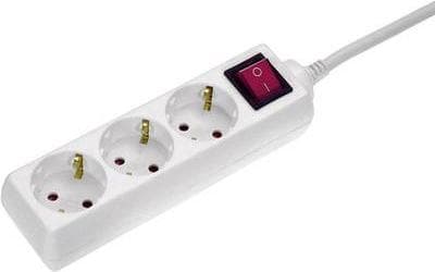 as - Schwabe 3-vejs stikdåse med afbryder 230 V / 16 A - multistik med 1,4 m kabel & kontaktbeskyttelse - stikkontakter drejet 45° - multistikdåse ind