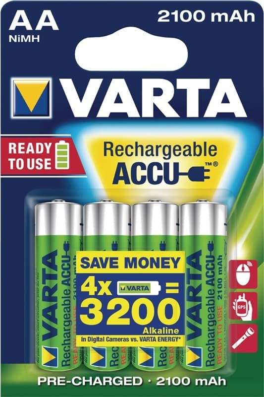 Varta Ladattava Ni-MH-Akku AA | 1.2 V DC | 2100 mAh | 4-Blister-kortti