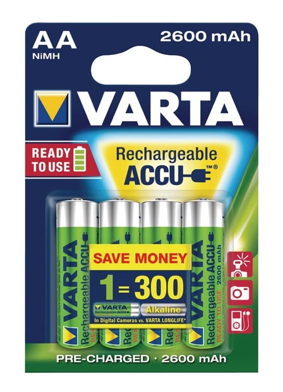 Varta Ladattava Ni-MH-Akku AA | 1.2 V DC | 2500 mAh | 4-Blister-kortti