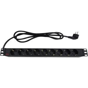 ROLINE - strømskinne (rack - monteres) - 250 V - 3600 Watt - udgangsstik: 9 - 1U - 48,3 cm (19") - 2 m - sort (19.07.1621)