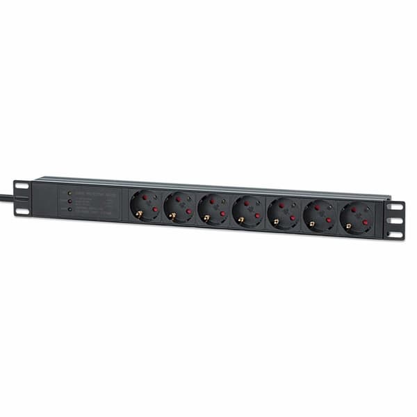 Intellinet 715140 strømfordeling 7 AC-udtag 1U Sort Sort