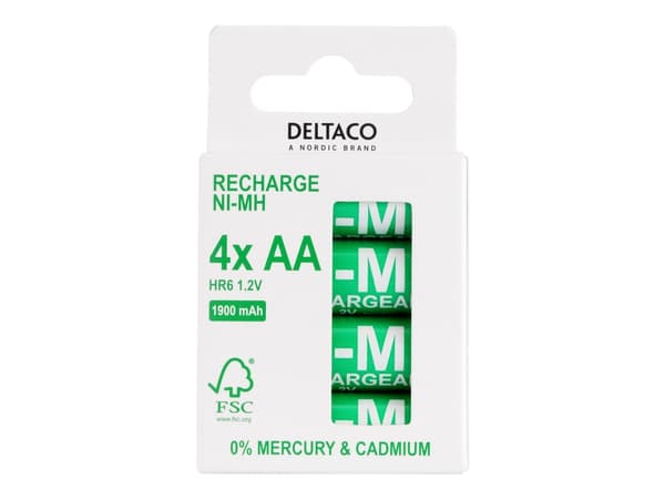 DELTACO Ultimate - Batteri 4 x AA / LR06 - NiMH - (ladbare) - 1900 Wh - grønn