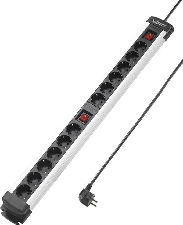 Sygonix SY-4538268 Stikkontakt med kontakt 12-vejs Sort, Sølv PG stik 1 stk.