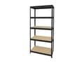 Miniatyrbilde 2 av 3: HOME It® stålreol med 5 træhylder 180×90×45 cm sort