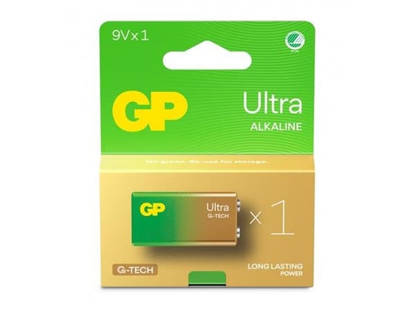 GP Batteries Ultra Alkaline GP1604AU, Engangsbatteri, 9V, Alkalinsk, 9 V, 1 stykker, Cd (kadmium), Hg (kvikksølv)