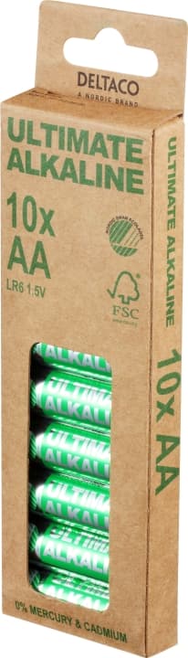 DELTACO Ultimate Alkaline AA-batteri, 10-pakning