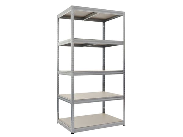 HOME It® stålreol med 5 træhylder 180×90×40 cm galvaniseret