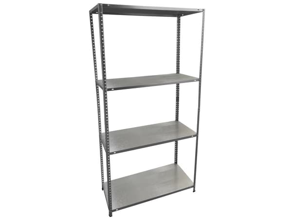 HOME It® stålreol med 4 hylder 147×75×30 cm galvaniseret