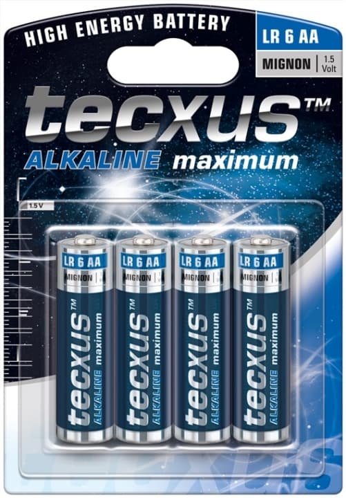 tecxus LR6/AA (Mignon) batteri, 4 stk. blister alkaline mangan batteri, 1,5 V