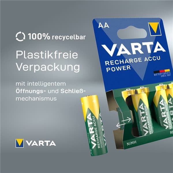 Varta AA (Mignon)/HR6 (56706) oppladbart batteri - 2100 mAh, 2 stk. blister med lav selvutlading NiMH-batteri (Ready-to-Use), 1,2 V