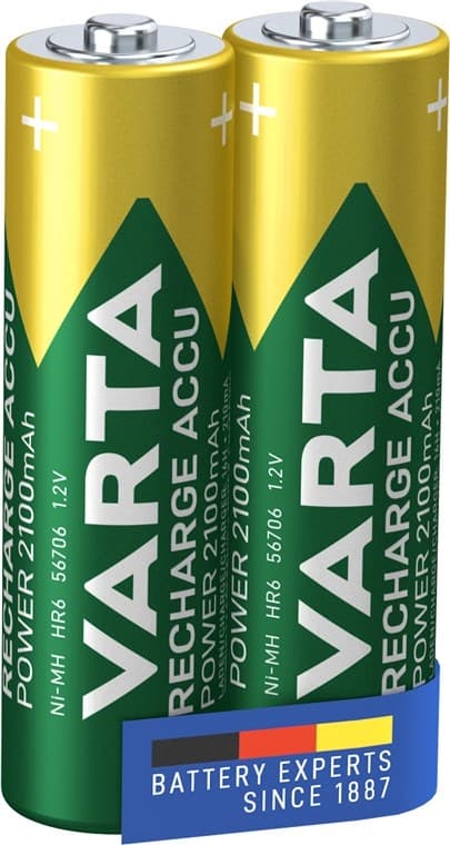 Varta AA (Mignon)/HR6 (56706) oppladbart batteri - 2100 mAh, 2 stk. blister med lav selvutlading NiMH-batteri (Ready-to-Use), 1,2 V