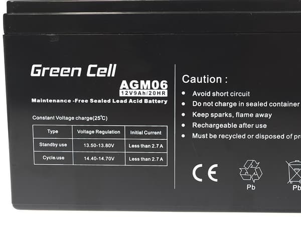 Green Cell AGM06 UPS batteri Forseglet blysyre (VRLA) 12 V 9 Ah