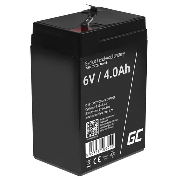 Green Cell AGM15 UPS batteri Forseglet blysyre (VRLA) 6 V 4 Ah