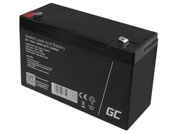 Green Cell AGM40 UPS batteri Forseglet blysyre (VRLA) 6 V 15 Ah