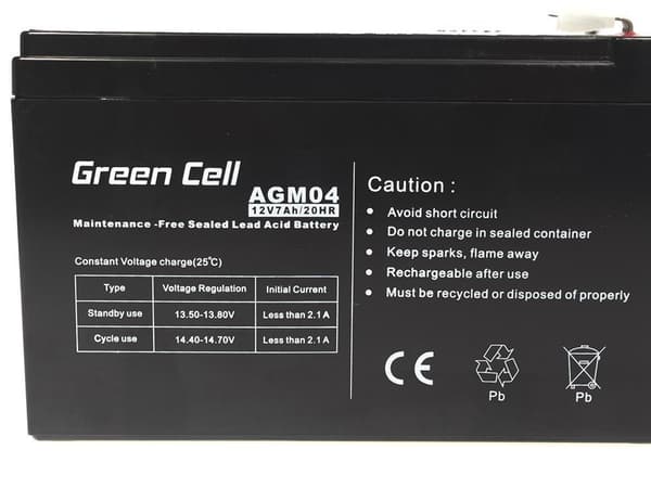 Green Cell AGM04 UPS batteri Forseglet blysyre (VRLA) 12 V 7 Ah