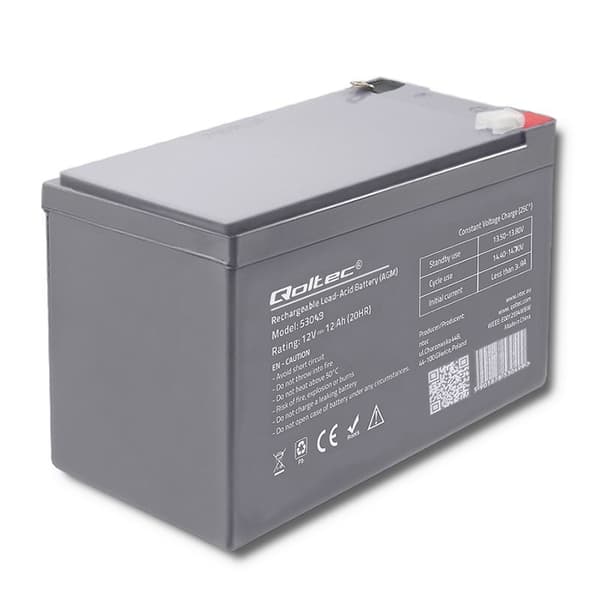 Qoltec 53049 AGM batteri | 12V | 12 Ah