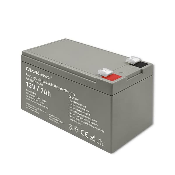 Qoltec 53076 AGM batteri | 12V | 7Ah | max. 105A | Sikkerhed