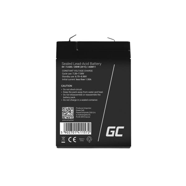 Green Cell AGM11 UPS batteri Forseglet blysyre (VRLA) 6 V 5 Ah