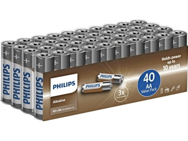 Philips AA alkaliparistot - 40 kpl