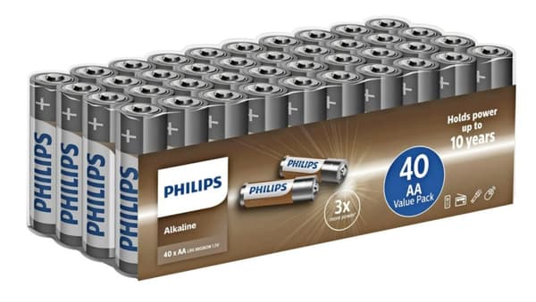 Philips Alkaline AA-batterier - 40-pack