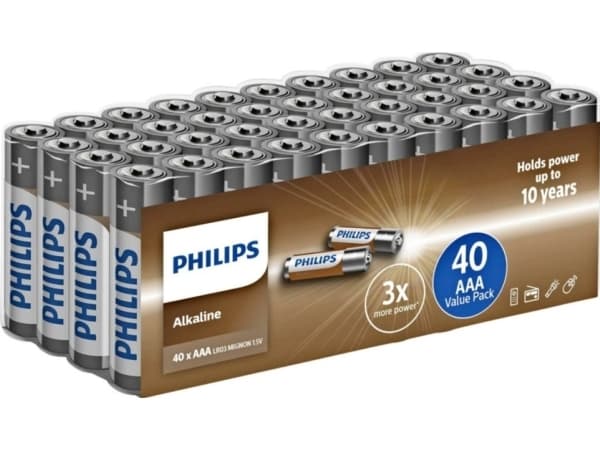 Philips Alkaline AAA-batterier - 40-pack