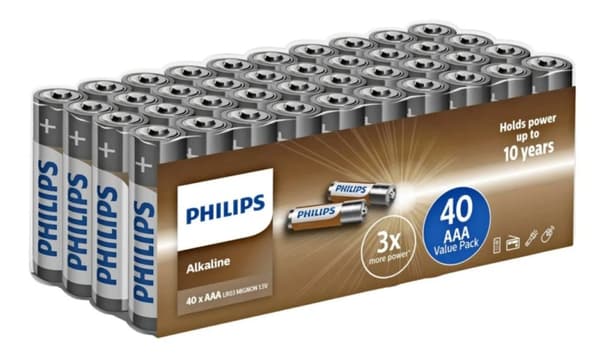 Philips Alkaline AAA-batterier - 40-pack