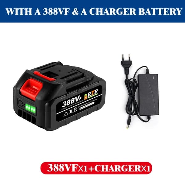 Uppladdningsbart batteri, 18V litium, batteriindikator, 2x388VF med EU-kontakt