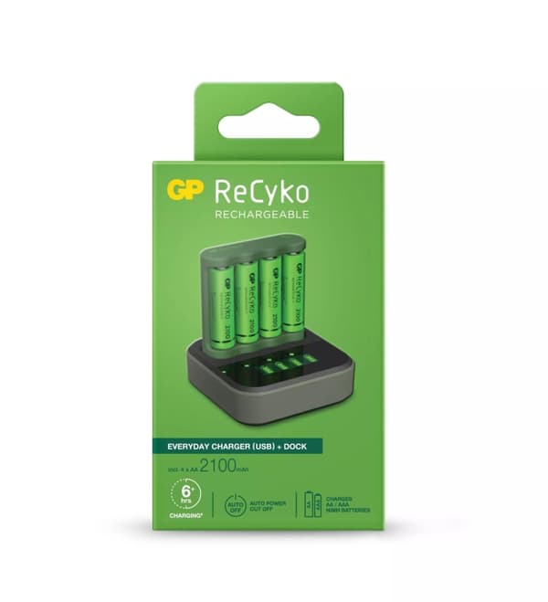 GP EverydayCharger w/chargingstation + 4xAA (PB) Grå