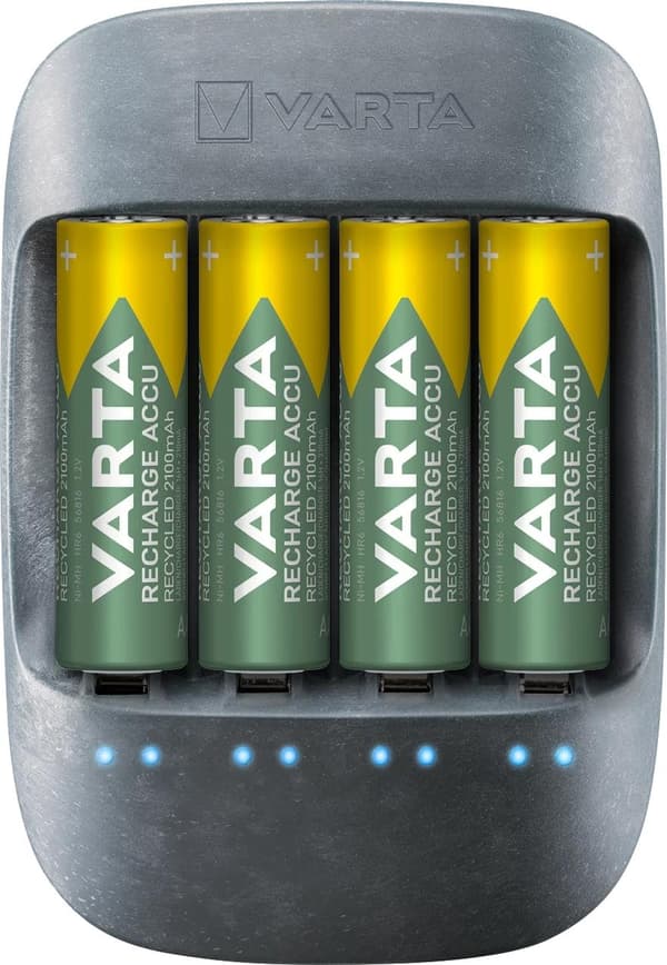 Varta Eco-Charger - Batteriladdare + 4st AA-Batterier (56816), 2100 mAh