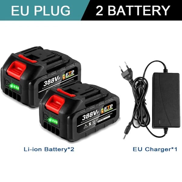Uppladdningsbart litiumjonbatteri, 22500mAh kapacitet, batteriindikator, 2-128VF-1 Laddare