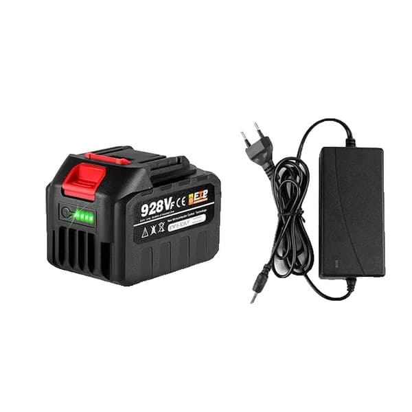 Uppladdningsbart litiumjonbatteri, 22500mAh kapacitet, batteriindikator, 2-128VF-1 Laddare 1-928VF-1  Charger