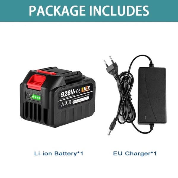 Uppladdningsbart litiumjonbatteri, hög kapacitet, batteriindikator, 1x388VF-1 EU-laddare