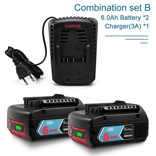 Genopladeligt Li-Ion batteri, 18V 6Ah kapacitet, bærbar backup til Bosch elværktøj., 1 PC