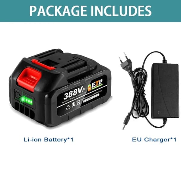 Uppladdningsbart litiumjonbatteri, hög kapacitet, batteriindikator, 2-128VF-1 EU-laddare