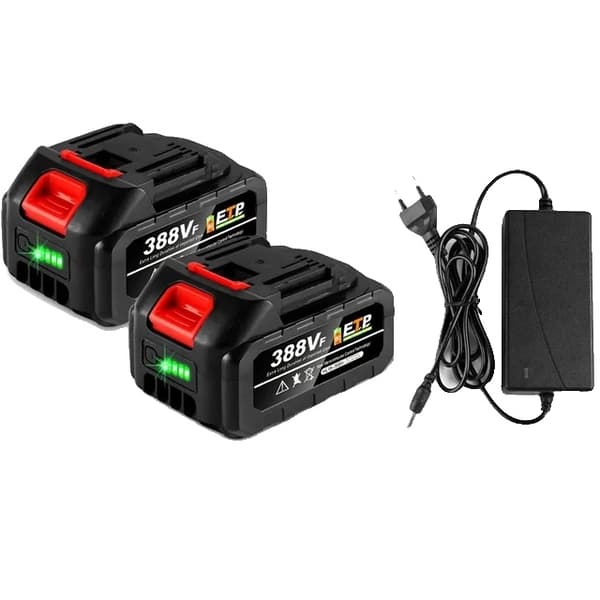 Uppladdningsbart litiumjonbatteri, hög kapacitet, batteriindikator, 2-128VF-1 EU-laddare