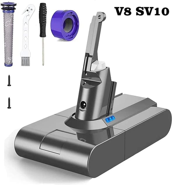 Batteripakke, 21700 Lithium Ion, Udskiftning til Dyson V8, La Francia, V8 1 før 1 efter