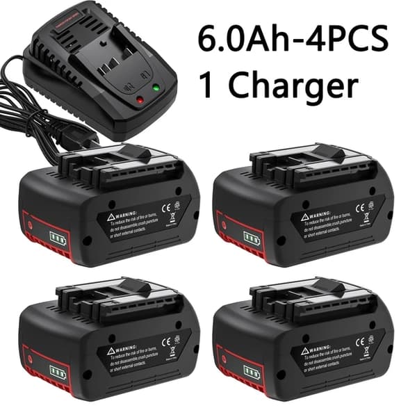 Bosch 18V Batteri, 60Ah Kapacitet, Genopladeligt Li-ion, 4 batteri