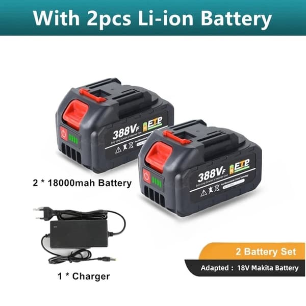 Lithium-Ion Batteri, Uppladdningsbart, 18000mAh, Kompatibelt med Makita 18V bl1860 bl1840 bl1850 bl1830, 1 batterisats