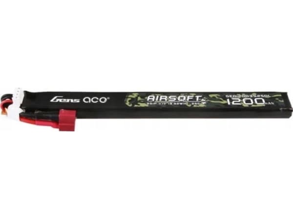 Gens Ace Gens Ace 25C 1200mAh 3S1P 11.1V Airsoft Gun Lipo-batteri med T-plugg Lang størrelse