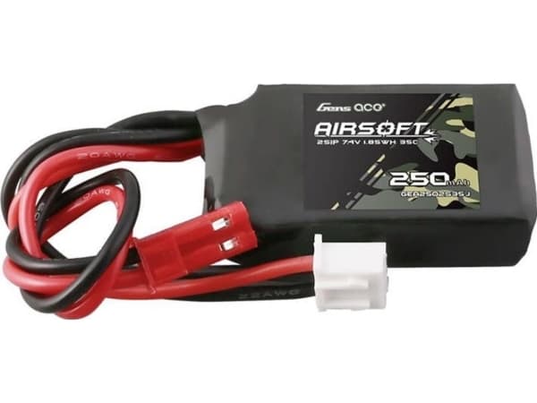 Gens ässä 250mAh 7.4V 35C 2S1P Airsoft Gun Lipo akku JST-SYP pistokeliittimellä varustettuna