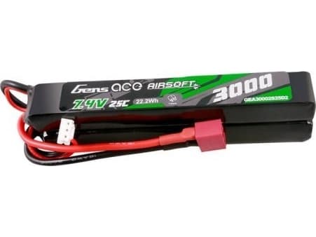 Gens Ace 25C 3000mAh 2S2P 7.4V satula Airsoft Gun Lipo akku Mini Deans (T) Plug liitin kanssa