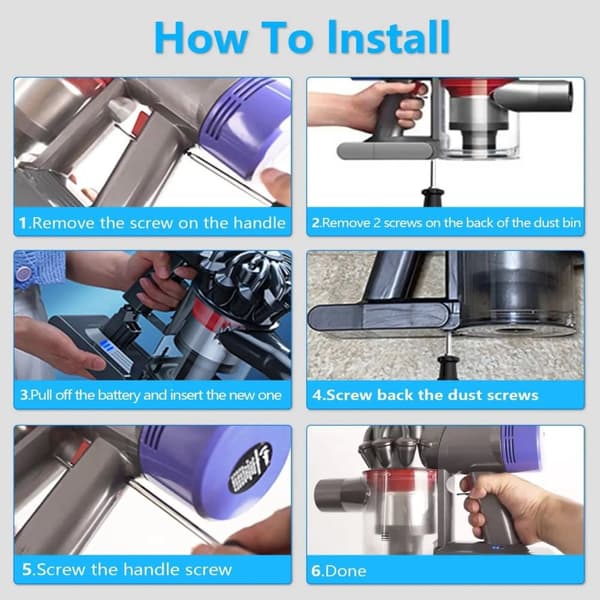 Dyson V6 Batteri, 216V Kapacitet, Kompatibel med Flere Dyson Modeller, Beige