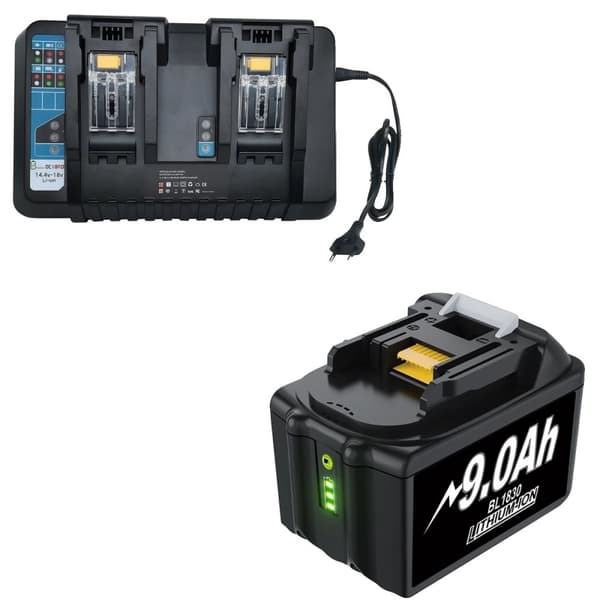 Makita 18V Batterioplader, Kompatibel med BL1850B og BL1860, Hurtig Opladning til Værktøj med Strøm, Sort
